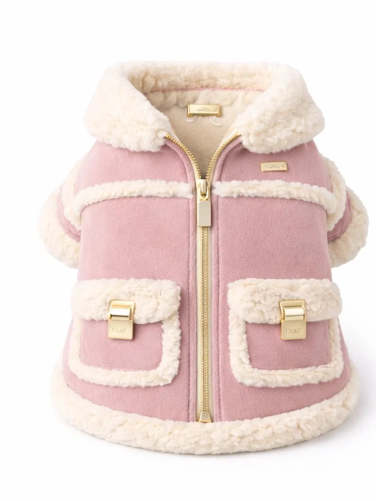 Shearling Trunk Coat in powder rose